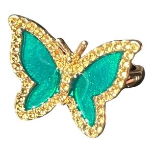 Gold and Green Butterfly Ring Size 7 1/2 NWOT